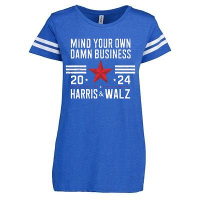 Mind Your Own Damn Business Kamala Harris Tim Walz Enza Ladies Jersey Football T-Shirt