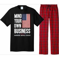 Mind Your Own Business Funny Harris Walz 24 Election Potus Pajama Set