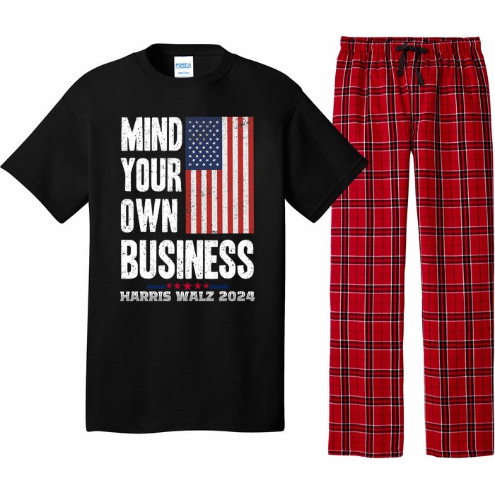 Mind Your Own Business Funny Harris Walz 24 Election Potus Pajama Set