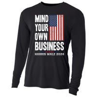 Mind Your Own Business Funny Harris Walz 24 Election Potus Cooling Performance Long Sleeve Crew