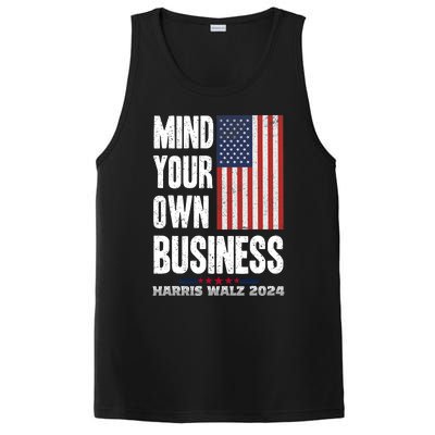 Mind Your Own Business Funny Harris Walz 24 Election Potus PosiCharge Competitor Tank