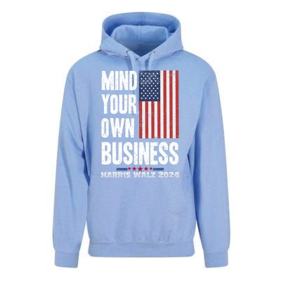 Mind Your Own Business Funny Harris Walz 24 Election Potus Unisex Surf Hoodie