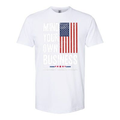 Mind Your Own Business Funny Harris Walz 24 Election Potus Softstyle CVC T-Shirt