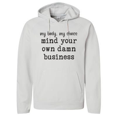 Mind Your Own Damn Business Walz Kamala Harris Anti Trump Performance Fleece Hoodie