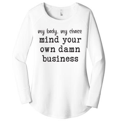 Mind Your Own Damn Business Walz Kamala Harris Anti Trump Women's Perfect Tri Tunic Long Sleeve Shirt