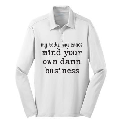 Mind Your Own Damn Business Walz Kamala Harris Anti Trump Silk Touch Performance Long Sleeve Polo