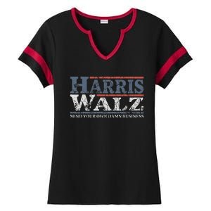 Mind Your Own Damn Business Harris Waltz 2024 Election Ladies Halftime Notch Neck Tee