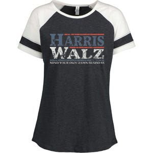 Mind Your Own Damn Business Harris Waltz 2024 Election Enza Ladies Jersey Colorblock Tee