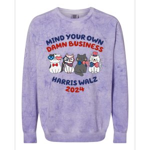 Mind Your Own Damn Business Childless Cat Kamala Harris Colorblast Crewneck Sweatshirt