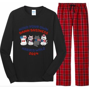 Mind Your Own Damn Business Childless Cat Kamala Harris Long Sleeve Pajama Set