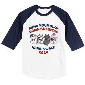 Mind Your Own Damn Business Childless Cat Kamala Harris Baseball Sleeve Shirt