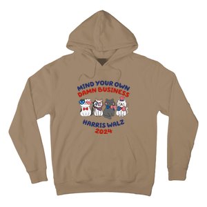 Mind Your Own Damn Business Childless Cat Kamala Harris Hoodie