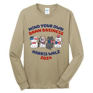 Mind Your Own Damn Business Childless Cat Kamala Harris Tall Long Sleeve T-Shirt