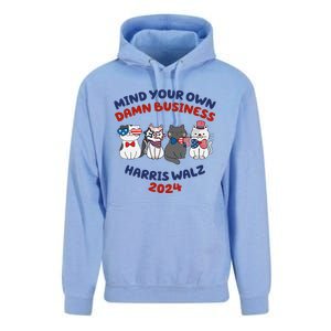 Mind Your Own Damn Business Childless Cat Kamala Harris Unisex Surf Hoodie