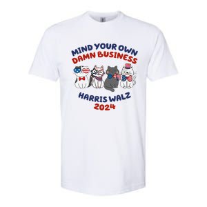 Mind Your Own Damn Business Childless Cat Kamala Harris Softstyle CVC T-Shirt