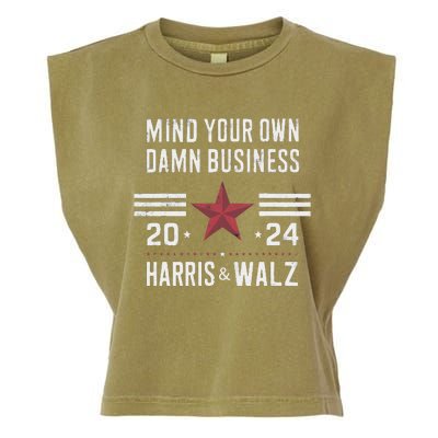 Mind Your Own Damn Business Kamala Harris Tim Walz President Garment-Dyed Women's Muscle Tee