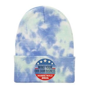 Mind Your Own Damn Business Kamala Harris Tim Walz 2024 Election Tie Dye 12in Knit Beanie