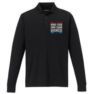 Mind Your Own Damn Business Myodb Performance Long Sleeve Polo