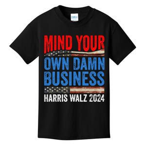 Mind Your Own Damn Business Harris Waltz 2024 Democrat Kids T-Shirt