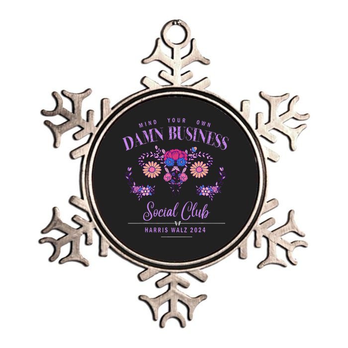 Mind Your Own Damn Business Harris Walz Waltz 2024 Floral Metallic Star Ornament