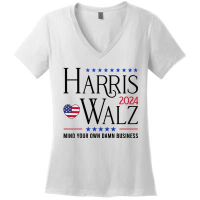 Mind Your Own Dawn Business Harris Walz 2024 Women's V-Neck T-Shirt