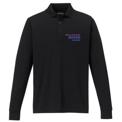 Mind Your Own Damn Business 2024 Walz Presidential Election Performance Long Sleeve Polo