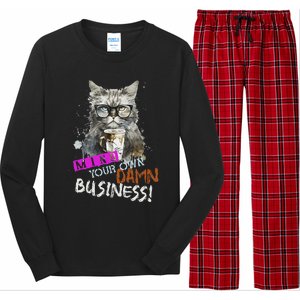 Mind Your Own Damn Business Cat Lady Long Sleeve Pajama Set