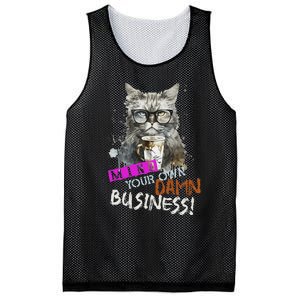 Mind Your Own Damn Business Cat Lady Mesh Reversible Basketball Jersey Tank