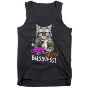 Mind Your Own Damn Business Cat Lady Tank Top