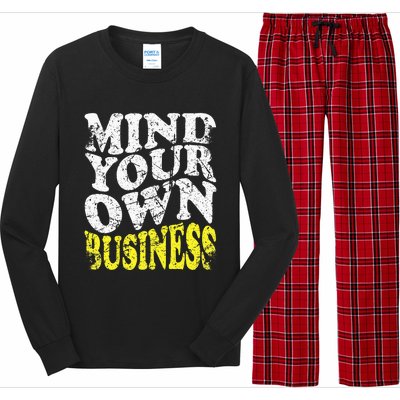 Mind Your Own Business Retro Vintage Love Privacy Introvert Long Sleeve Pajama Set