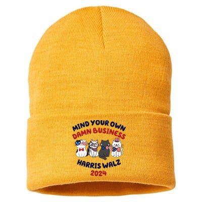 Mind Your Own Damn Business Tim Walz Golden Rule Sustainable Knit Beanie
