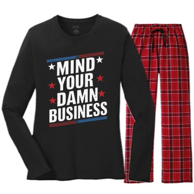 Mind Your Own Damn Business Harris Wallz Women's Long Sleeve Flannel Pajama Set 