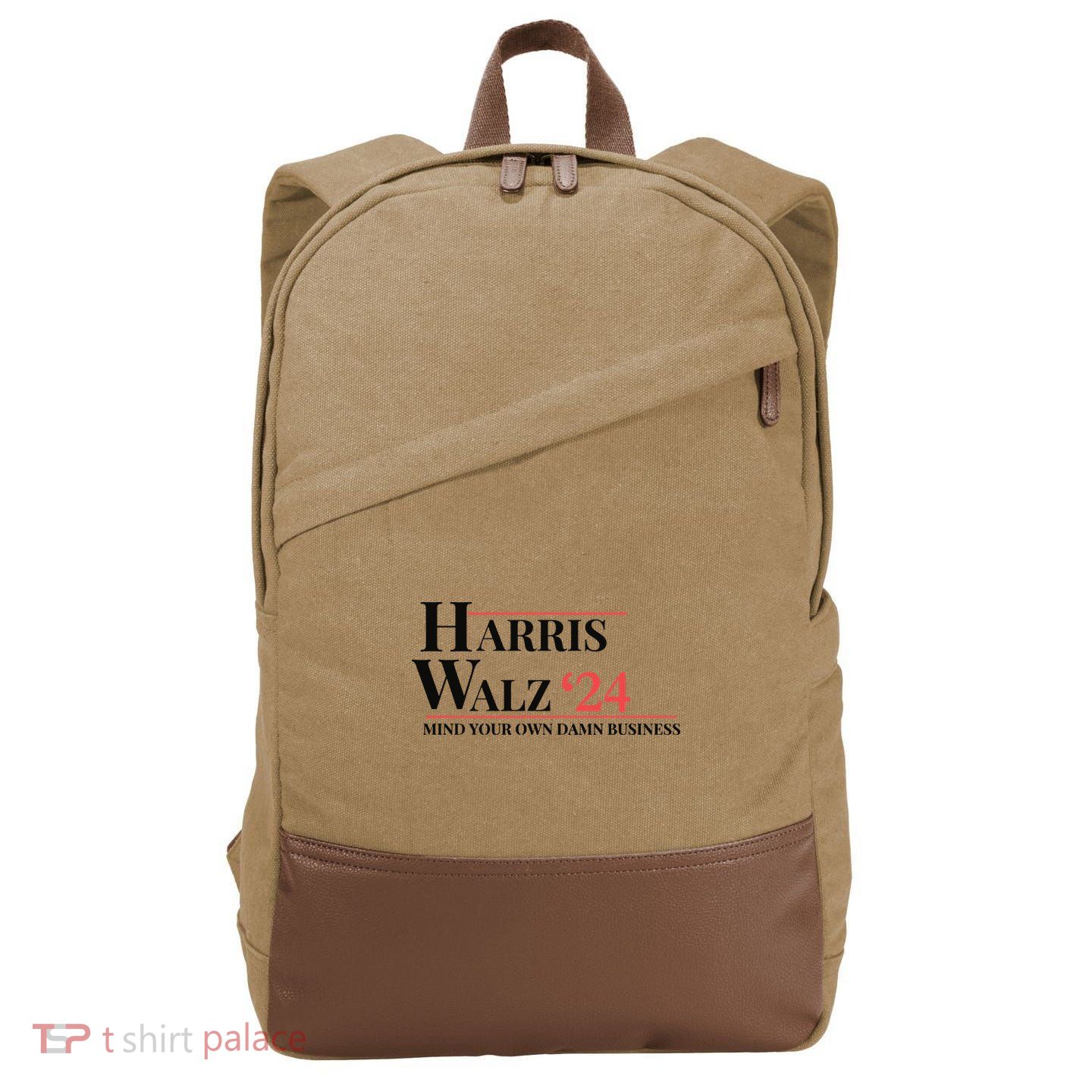 Mind Your Own Damn Business Harris Walz 2024 Cotton Canvas Backpack