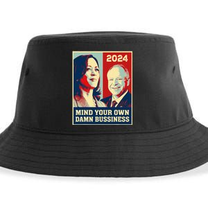 Mind Your Own Damn Business Funny Kamala Harris Tim Walz Sustainable Bucket Hat