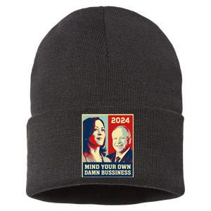 Mind Your Own Damn Business Funny Kamala Harris Tim Walz Sustainable Knit Beanie