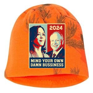 Mind Your Own Damn Business Funny Kamala Harris Tim Walz Kati - Camo Knit Beanie