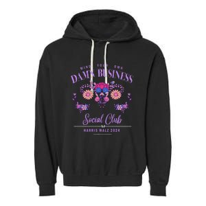 Mind Your Own Damn Business Harris Walz Waltz 2024 Floral Garment-Dyed Fleece Hoodie