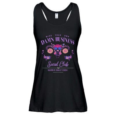 Mind Your Own Damn Business Harris Walz Waltz 2024 Floral Ladies Essential Flowy Tank