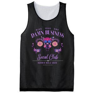 Mind Your Own Damn Business Harris Walz Waltz 2024 Floral Mesh Reversible Basketball Jersey Tank