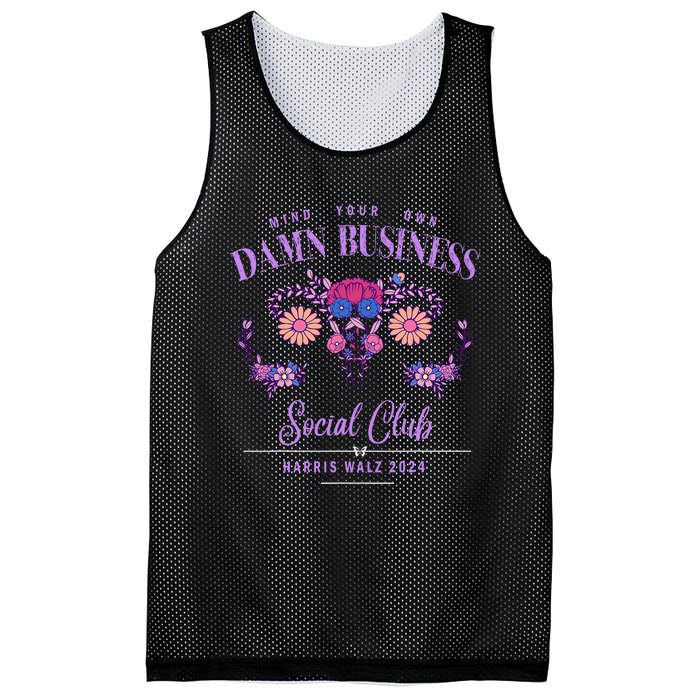 Mind Your Own Damn Business Harris Walz Waltz 2024 Floral Mesh Reversible Basketball Jersey Tank