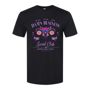 Mind Your Own Damn Business Harris Walz Waltz 2024 Floral Softstyle CVC T-Shirt