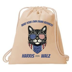 Mind Your Own Damn Business Kamala Harris Walz 2024 Drawstring Bag