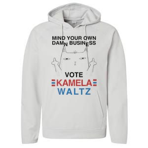 Mind Your Own Damn Business Harris Waltz Childless Cat Lady Performance Fleece Hoodie