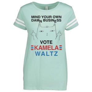 Mind Your Own Damn Business Harris Waltz Childless Cat Lady Enza Ladies Jersey Football T-Shirt