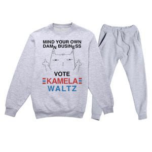 Mind Your Own Damn Business Harris Waltz Childless Cat Lady Premium Crewneck Sweatsuit Set