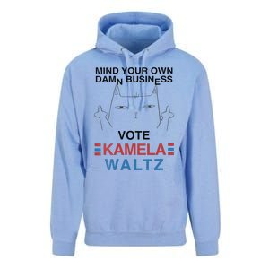 Mind Your Own Damn Business Harris Waltz Childless Cat Lady Unisex Surf Hoodie