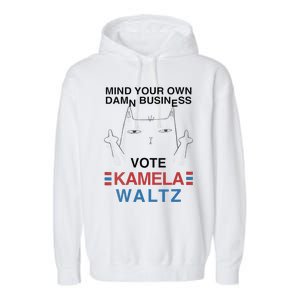 Mind Your Own Damn Business Harris Waltz Childless Cat Lady Garment-Dyed Fleece Hoodie