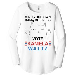 Mind Your Own Damn Business Harris Waltz Childless Cat Lady Women's Perfect Tri Tunic Long Sleeve Shirt