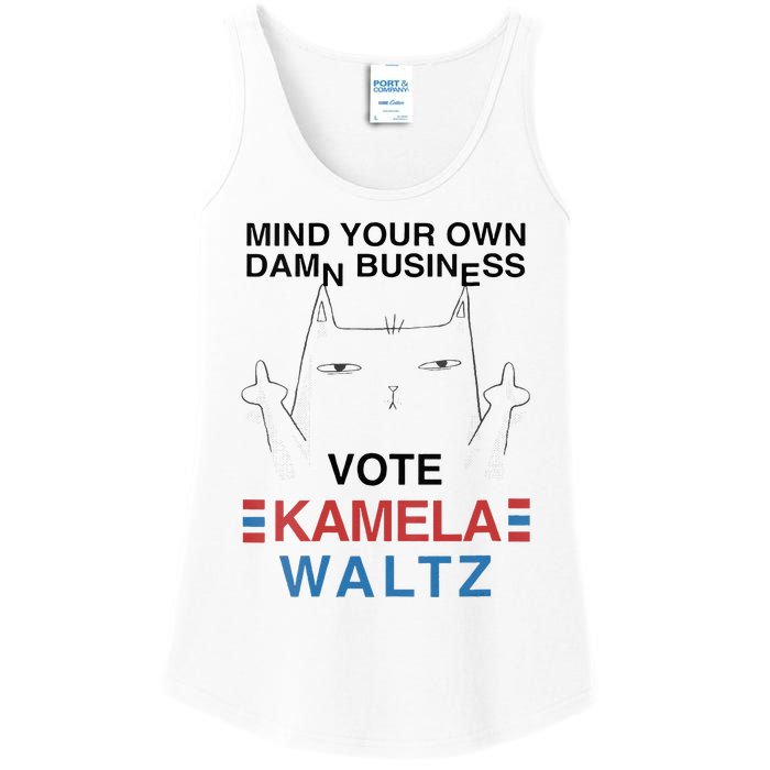 Mind Your Own Damn Business Harris Waltz Childless Cat Lady Ladies Essential Tank