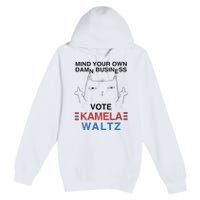 Mind Your Own Damn Business Harris Waltz Childless Cat Lady Premium Pullover Hoodie